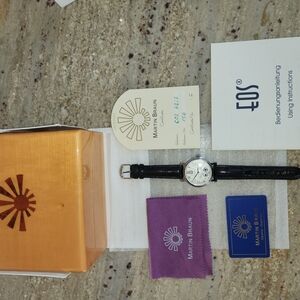 eos Black Leather Strap Watch Minimalist Design